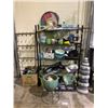 Image 1 : WIRE RACKING WITH ASSORTED GOODS INCLUDING: DISHWARE, GARDENING DECOR, AND MORE