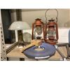 Image 2 : OIL LANTERNS, TABLE LAMP, ASSORTED TOOLS, & MORE