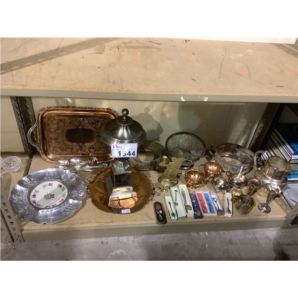 ASSORTED COPPER TONE DISHWARE, COLLECTIBLE SPOONS, & MORE