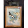 Image 1 : FRAMED & SIGNED ORIGINAL OIL ON CANVAS OF A FLYING BALD EAGLE BY W. CHAPMAN