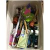 Image 2 : BIN OF NEW STORE PRODUCT INCLUDES, SPRINKLERS, FLY SWATTERS, SMALL TOOLS, AND MORE