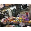 Image 1 : SHELF LOT OF ASSORTED NEW STORE PRODUCT, INCLUDES, CRAYONS, DOLLS, DOCTOR PLAY KITS, AND MORE