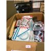 Image 2 : BOX OF NEW ASSORTED OFFICE SUPPLIES, MATH SETS, LEGAL FOLDERS, PRE INK STAMP PADS, AND MORE