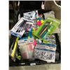 Image 2 : BIN OF ASSORTED NEW CRAFT SUPPLIES, GLUE GUNS, ART BRUSHES, STACKABLE CONTAINERS, AND MORE