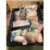 Image 2 : BIN OF NEW ASSORTED BATHROOM PRODUCTS, COTTON BALLS, MAKEUP WIPES, FEMALE HYGIENE PRODUCTS, AND MORE