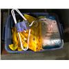 Image 2 : BIN OF NEW DISPOSABLE RUBBER GLOVES, COAT HANGERS, BUBBLE WRAP,