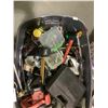 Image 2 : BIN OF ASSORTED TOOLS, SKILSAW, HAND TOOLS, DRILLS, AND MORE