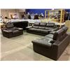 Image 2 : 3 PIECE BROWN LEATHER SOFA SET, INCLUDES SOFA, LOVESEAT, CHAIR