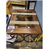 Image 1 : GLASS AND WOOD AND METAL END TABLE