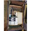 Image 2 : ANTIQUE WOODEN TRUNK WITH ASSORTED VINTAGE CARPENTRY TOOLS