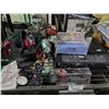 Image 2 : SHELF LOT WITH PRINTER, CEILING FAN, AND HAIR CARE PRODUCTS
