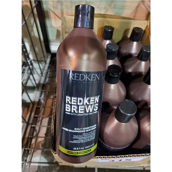 12 REDKEN 1000ML BOTTLES OF REDKEN BREWS DAILY CONDITIONER