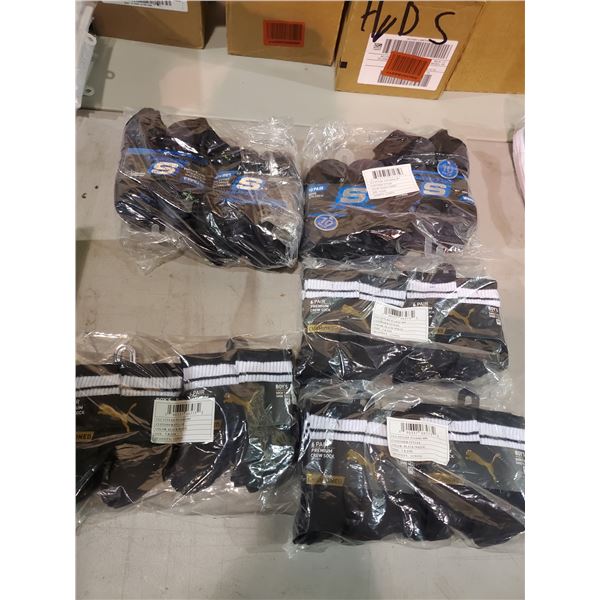 BOX OF 36 PAIRS OF PUMA PREMIUM CREW SOCKS, AND 40 PAIRS OF SKECHERS BOYS QUARTER CREW SOCKS