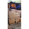Image 1 : PALLET OF STORAGE LOCKER CONTENTS, CLOTHES, TOTES, COOLER