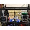 Image 1 : SHELF LOT OF PILLARS, SONY STEREO WITH SPEAKERS, CHRISTMAS LIGHTS