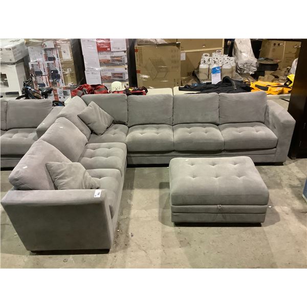 2 PIECE SECTIONAL SOFA WITH USB CHARGING FEATURE (MISSING WALL PLUG IN) WITH STORAGE OTTOMAN