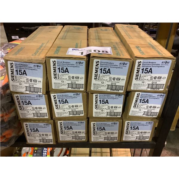 ALL NEW: 12 CASES (APPROX. 12 INSIDE) SIEMENS CIRCUIT BREAKER 15A