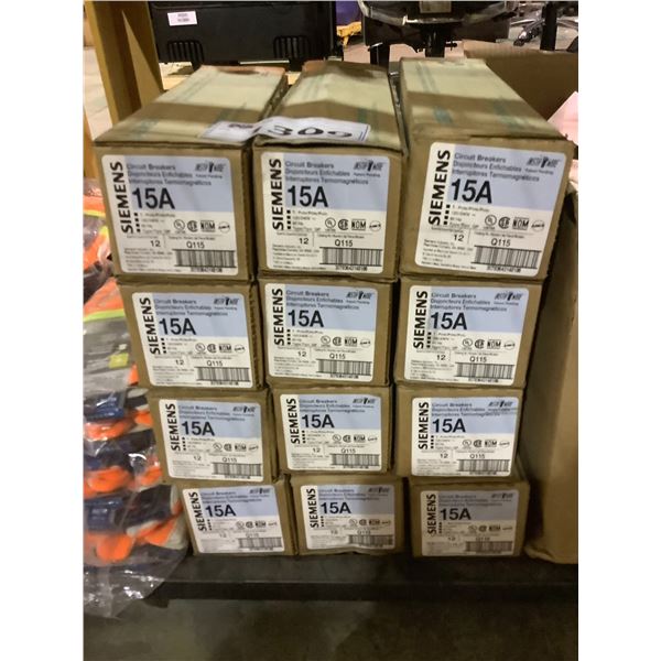 ALL NEW: 12 CASES (APPROX. 12 INSIDE) SIEMENS CIRCUIT BREAKER 15A