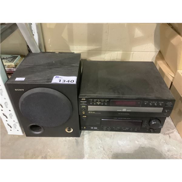 SONY SUBWOOFER, JVC 5 DISC PLAYER, & JVC AUDIO/VIDEO RECEIVER