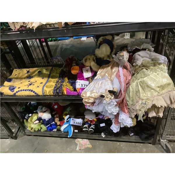 ASSORTED DOLLS AND BLANKET