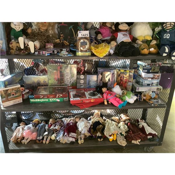 ASSORTED PUZZLES, DOLLS, OLAF PLUSH, & MORE