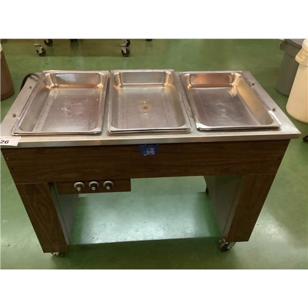 ROLLING ELECTRIC CHAFFING STATION SERIES CK2985 WITH 2 REMOVABLE DISHES