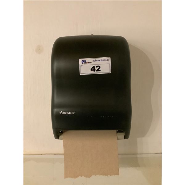 1 ATTENDANT PAPER TOWEL DISPENSER & 1 SOAP DISPENSER (WINNER MUST DISMANTLE)