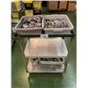 Image 1 : ROLLING CART WITH BINS OF FORKS, KNIVES, & SPOONS