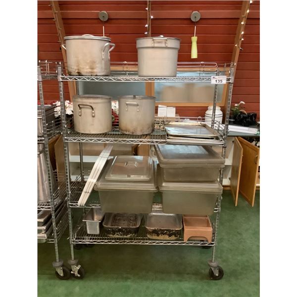 4 TIER ROLLING METRO RACK WITH COMMERCIAL DISHWARE CONTENTS - Able Auctions