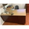 Image 2 : L SHADE DESK INCLUDING CANON CP1200D CALCULATOR, WESTCOTT TITANIUM PAPER CUTTER, STAPLERS, TABLE
