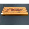 Image 2 : FIRST NATIONS HAND CARVED & PAINTED SALMON BOX APPROX. 18.5 X 8"