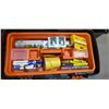 Image 2 : BLACK AND DECKER ROLLING TOOL BOX WITH CONTENTS AND BOX AND BIN OF ASSORTED HARDWARE, PLANER AND