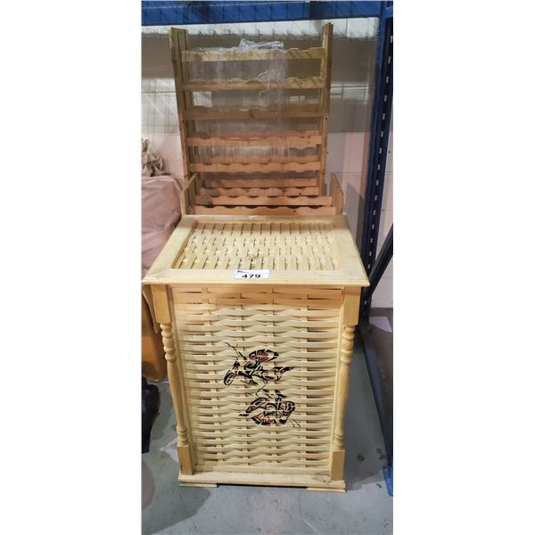 PINE MODULAR WINE RACK AND WOOD STORAGE BASKET