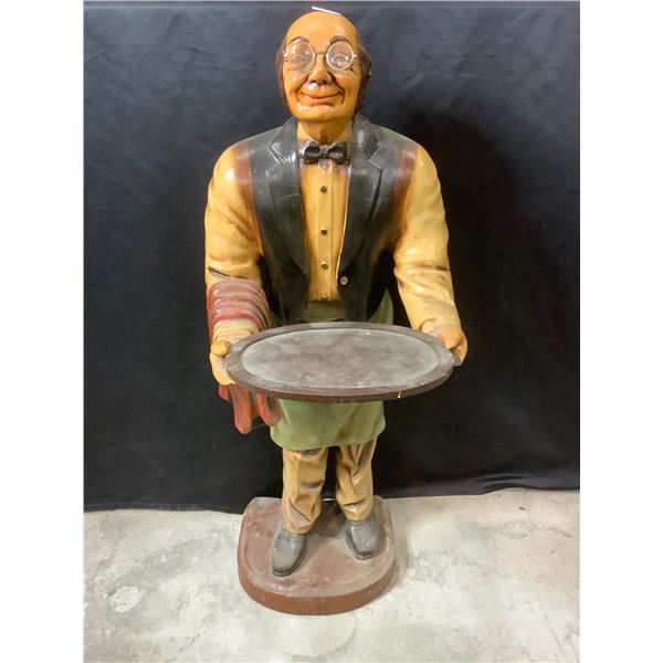 WAITER FIGURE WITH DAMAGE APPROX. 37" TALL