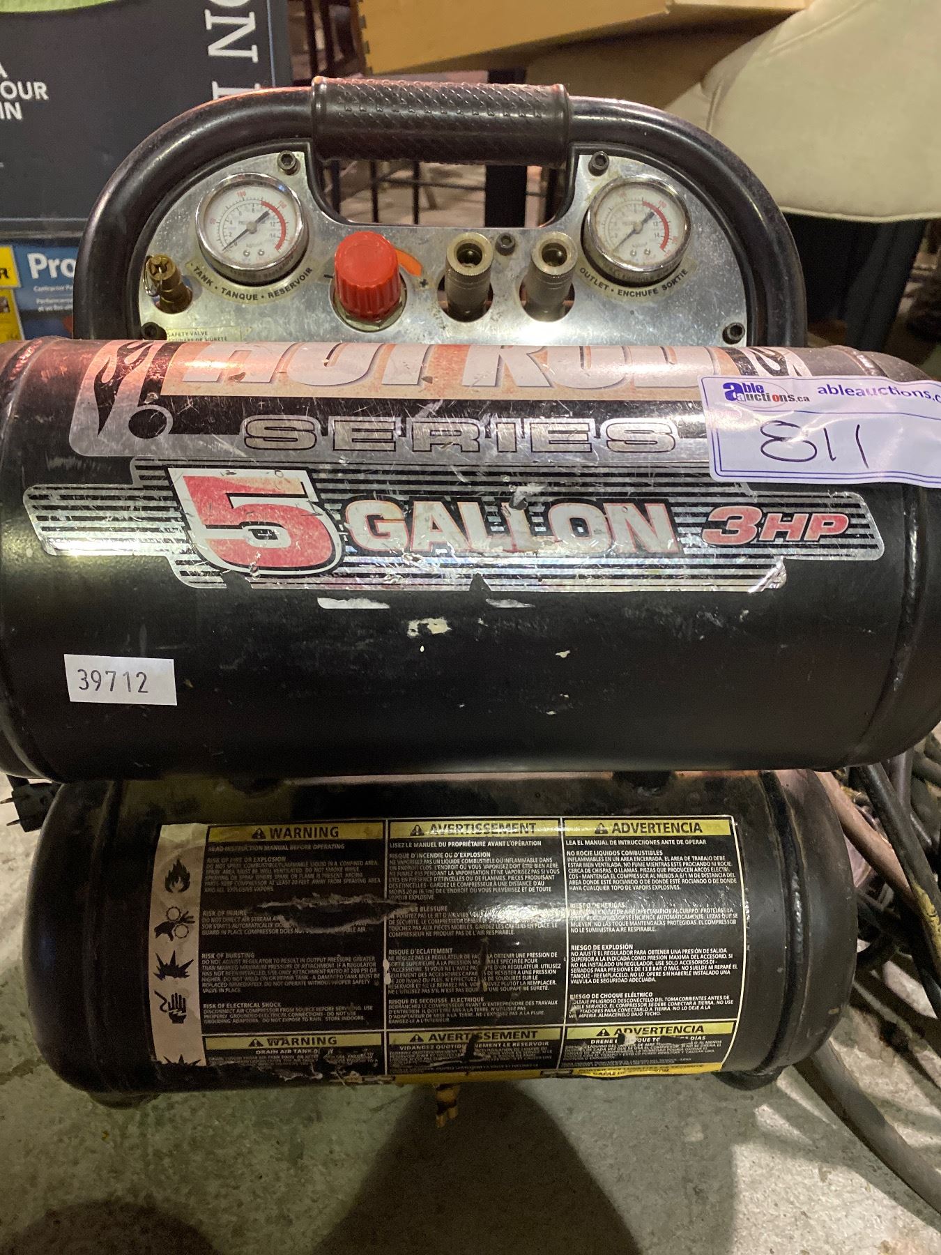 Powerbuilt Air Compressor POWERBUILT HOT ROD SERIES 5 GALLON 3HP AIR COMPRESSOR, FOR PARTS