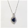 Image 2 : 14K OVAL CUT SAPPHIRE (9.6CT) 57 DIAMONDS(1.2CT) NECKLACE 16"