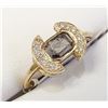 Image 2 : 10K  DIAMOND CUSHION CUT CENTER(1.6CT, GRAY) RING W/ 14 SIDE DIAMONDS SIZE 7.5 (0.10CT)