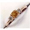 Image 2 : 14K ROSE GOLD DIAMOND (0.34CT)  BROWNISH ORANGE RING W/ 2 SIDE DIAMONDS (0.17CT) SIZE 7