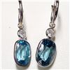 Image 1 : 14K WHITE GOLD  RARE BLUE ZIRCON DIAMOND EARRINGS