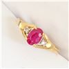 Image 2 : 10K  NATURAL INTENSE RED RUBY(0.8CT) 2 DIAMONDS(0.07CT) RING SIZE 6.5