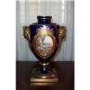Image 1 : Cobalt Gilded French Porcelain Figural Urn #2128055