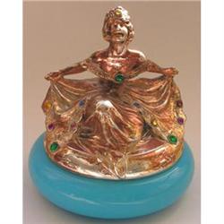 Art Nouveau Rhinestone & Metal Lady Powder Jar #2128321