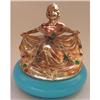 Image 1 : Art Nouveau Rhinestone & Metal Lady Powder Jar #2128321