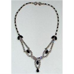 Black Navettes and Crystal Rhinestone Necklace #2128455