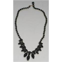 Black Cabochons Glass Jeweled Rhinestone Choker#2128456