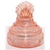 Image 1 : Pink Depression Glass Pleated Fan Powder Jar #2139057