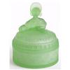 Image 1 : Victorian Lady Frosted Green Glass Powder Jar #2139058