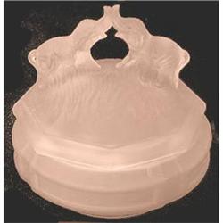 Pink BATTLING ELEPHANTS Satin Glass Dresser Jar#2139205