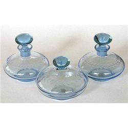 Ice Blue Wheel Cut German US Zone Vanity Set #2139220
