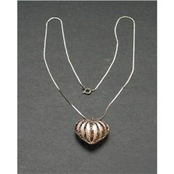 Sterling Silver Filigree Heart Pendant & Chain #2139238